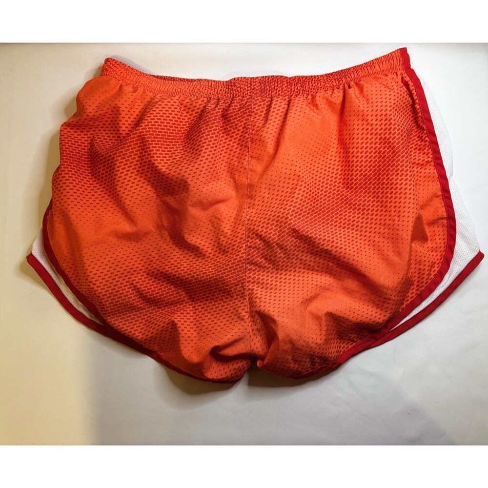 Nike Women's Large Tempo Running Shorts Dri-FIT Orange Digital Dot Print White - Picture 9 of 11